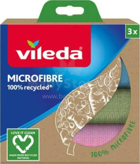 Salvetes izgatavotas no 100% pārstrādātas mikrošķiedras Vileda Vileda, 3 gab.