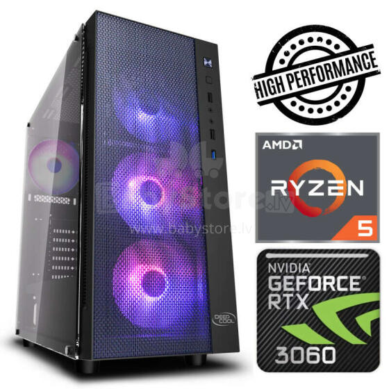 Personālais dators INTOP Ryzen 5 5600X 16GB 240SSD M.2 NVME+2TB RTX3060 12GB no-OS