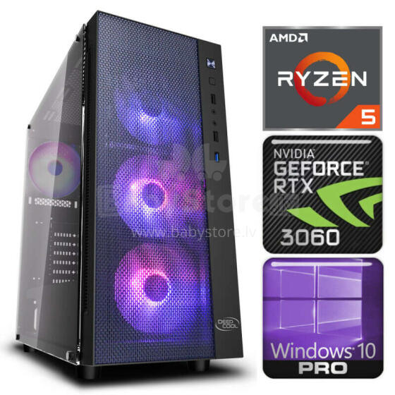 Personālais dators INTOP Ryzen 5 5600X 32GB 480SSD M.2 NVME+2TB RTX3060 12GB WIN10Pro