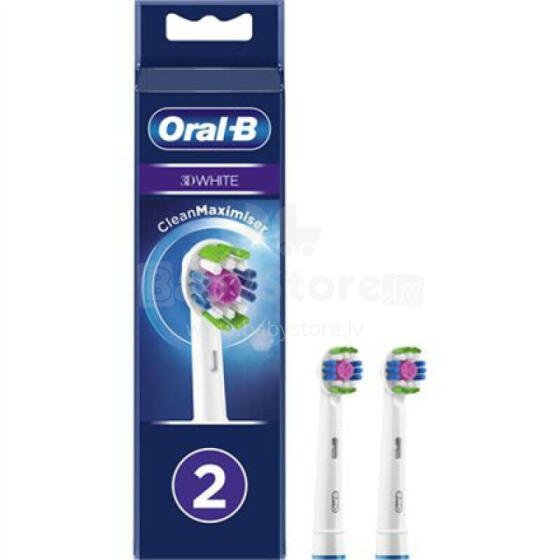Oral-B Replacement Head with CleanMaximiser Technology EB18 RB-2 3D White Heads, For adults, Number of brush heads included 2, White