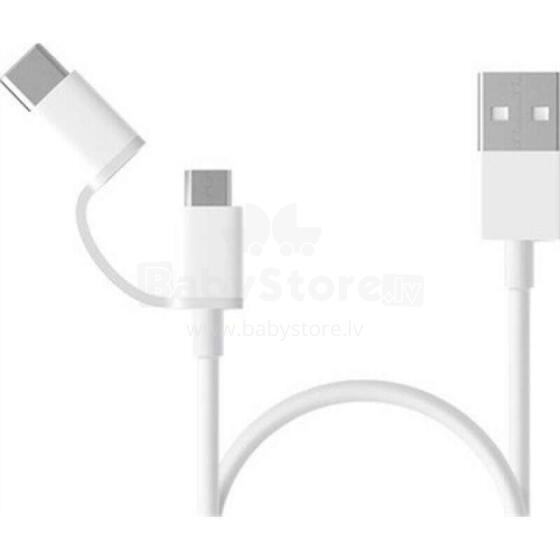 Xiaomi Mi 2-in-1 USB Cable Micro USB to Type C White, Charge &amp; Sync Cable, 0.3 m