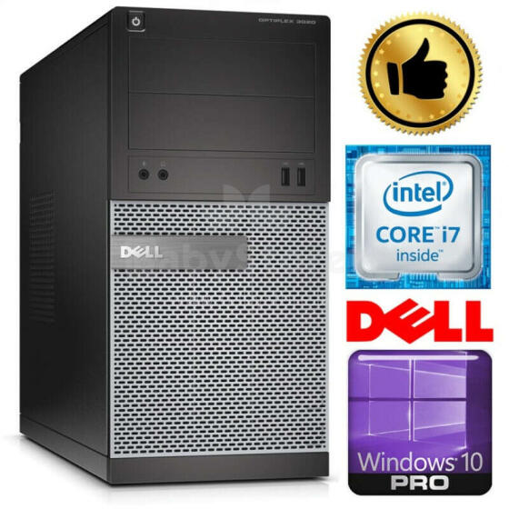 Dators spēlēm DELL 3020 MT i7-4770 8GB 960SSD GTX1650 4GB DVD WIN10Pro