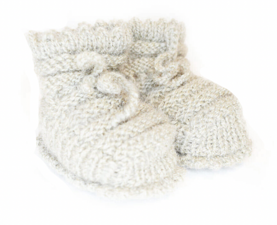 La Bebe™ Lambswool Hand Made Booties Art.1634 Beige Baby knitting booties
