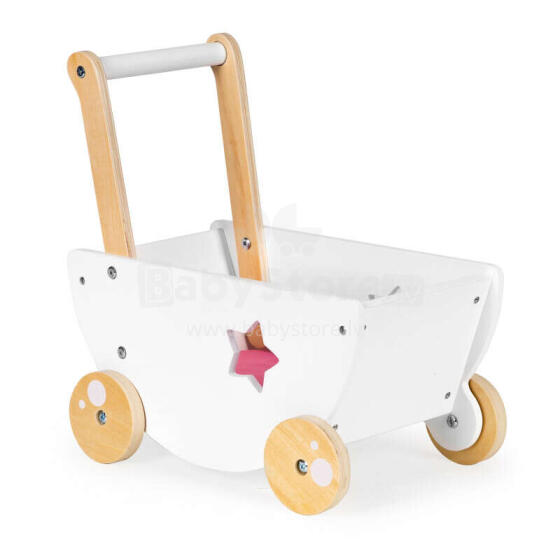 Деревянная кукольная коляска-толкатель 2в1 Ecotoys