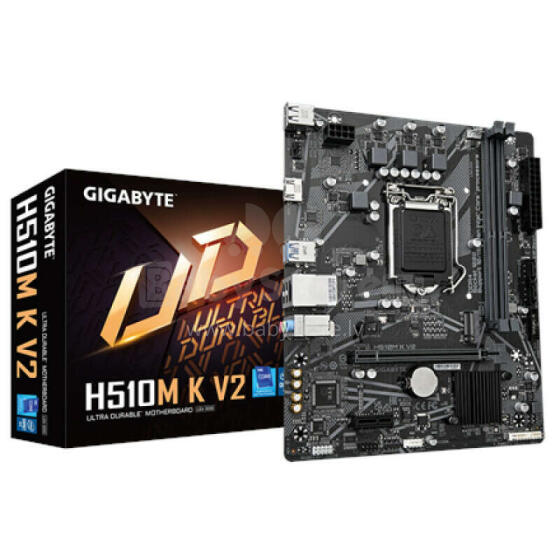 Gigabyte H510M K V2 1.0 M/B Processor family Intel, Processor socket  LGA1200, DDR4 DIMM, Memory slots 2, Supported hard disk drive interfaces 	SATA, M.2, Number of SATA connectors 2, Chipset