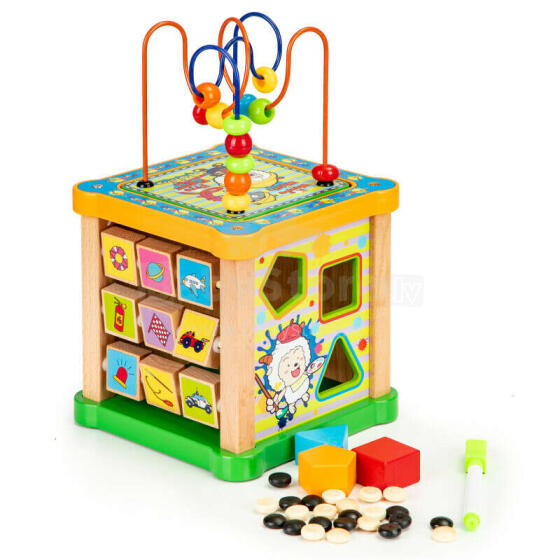 Eco Toys Art.CK-4-BC Деревянный развивающий кубик-сортировщик + доска