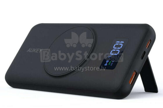 AUKEY PB-WL02i Power Bank 10000mAh bezvadu uzlāde MagSafe MagAir 22.5W 3xUSB melns