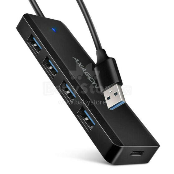 HUE-C1A 4 portu USB ceļojumu centrmezgls 5 Gb/s USB-C barošanas savienotājs 19 cm A tipa kabelis Papildu USB-C barošanas avots