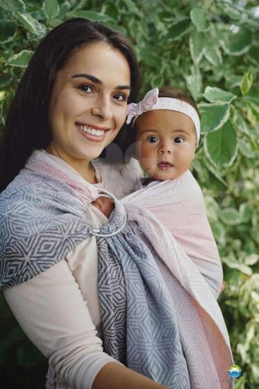 Little Frog Ring Sling Cotton Art.164083 Foggy Cube Слинг - платок с кольцами S размер (для детей до 36 месяцев)