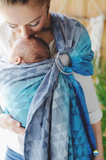 Little Frog Ring Sling Cotton Art.164111 Navy Illusion  Слинг - платок с кольцами M размер (для детей до 36 месяцев)