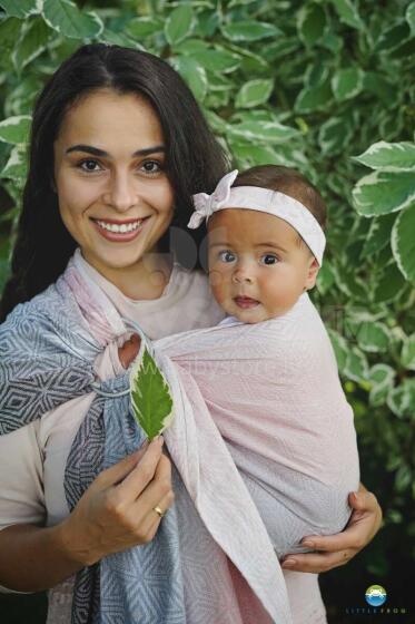 Little Frog Ring Sling Cotton Art.164113 Linen Foggy Cube  Слинг - платок с кольцами M размер (для детей до 36 месяцев)