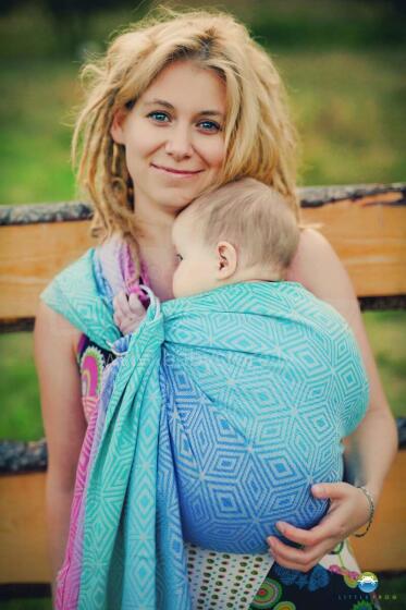 Little Frog Ring Sling Cotton Art.164123 Aurora Cube  Слинг - платок с кольцами L размер (для детей до 36 месяцев)