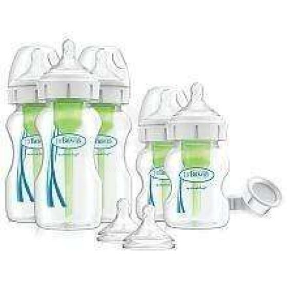 WB09600 Wide-Neck Options+ Newborn Feeding Set (2x150 ml & 3x270 ml bottles, 2x L2 nipples, 2 storage caps, 3 cleaning brushes)