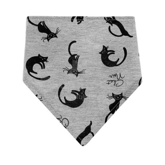 AKUKU CATS Art.A1502 GREY Детский нагрудник-платочек, 100% хлопок (1 шт.), на кнопках