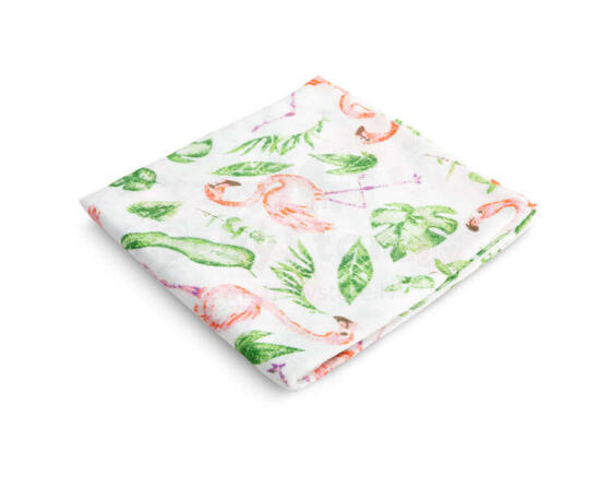 Muslin swaddle blanket flamingos