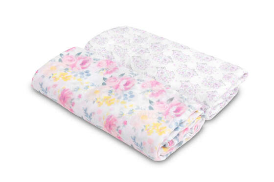 BAMBOO DIAPER 2-PACK FLOWERS+HEDGEHOGS 120X120