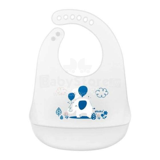 AKUKU Elephant Art.A0506 Силиконовый нагрудник-слюнявчик с карманом