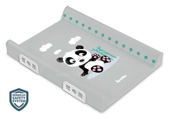 Stiffened Changing Pad WITH SAFETY SYSTEM - AFRICA PANDA GREY