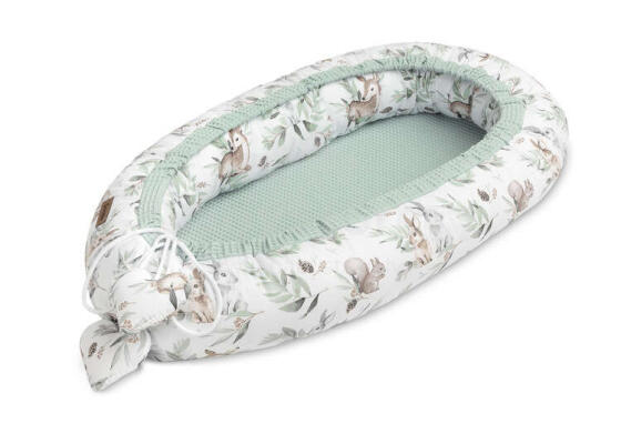 WAFFLE NEST/BABY COCOON - DEERS MINT