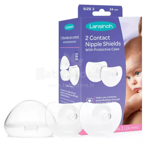 Lansinoh Contact Nipple Shields 24mm Art.70173 Krūšu uzgalis (2 gab.)