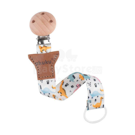 Akuku Dino Art.A0580 mānekļu turētājs - lentīte ar koka klipsi
