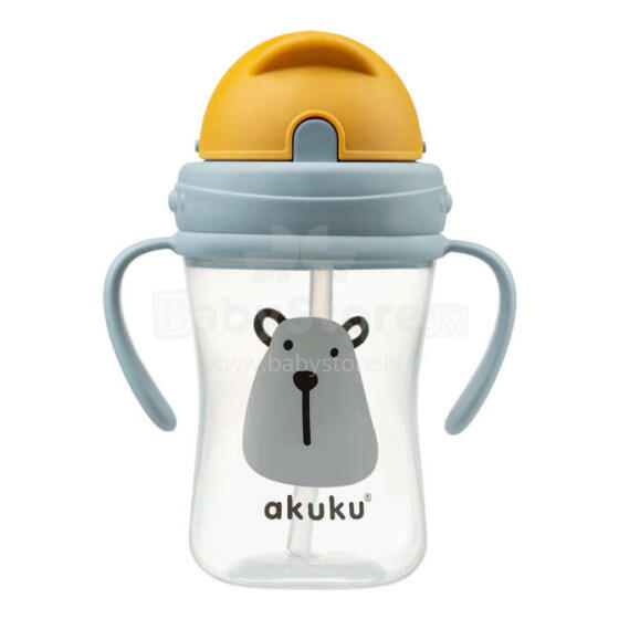 Akuku Bottle with handles Art.A0203 Pudele Krūze ar salokāmo salmiņu un ergonomiskiem rokturiem 300ml