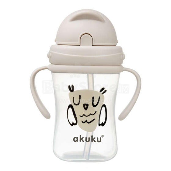 Akuku Bottle with handles Art.A0204 Pudele Krūze ar salokāmo salmiņu un ergonomiskiem rokturiem 300ml