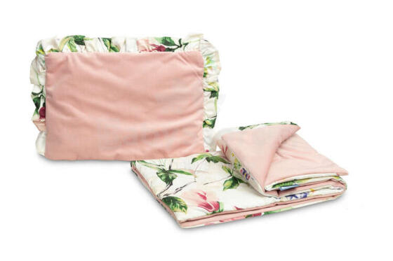 VELVET TROLLEY SET WITH FLOUNCE MAGNOLIA PINK