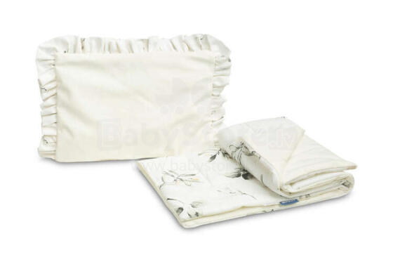 VELVET TROLLEY SET WITH FLOUNCE OLIVE CREAMY