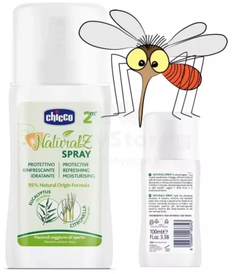 Chicco NaturalZ Protection Spray Art.167784 Dabīgs Mazuļu Moskītu atbaidīšanas sprejs,100ml,no 2+ mēn.
