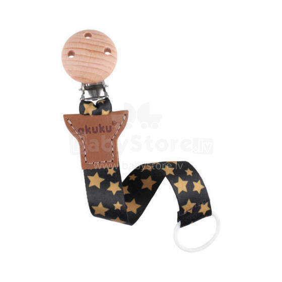 Akuku Golden Stars Art.A0585 mānekļu turētājs - lentīte ar koka klipsi