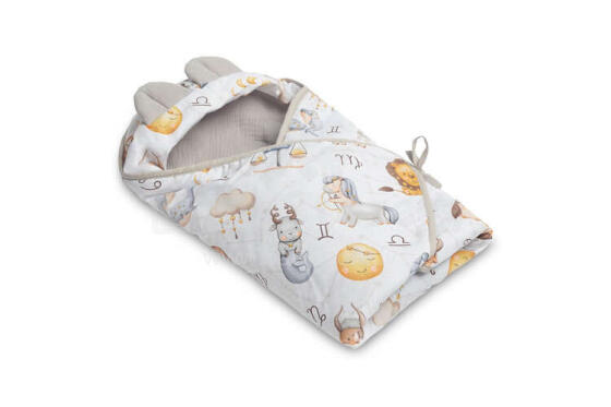 MUSLIN CARRY-COT SWADDLE BLANKET - ZODIAC GREY