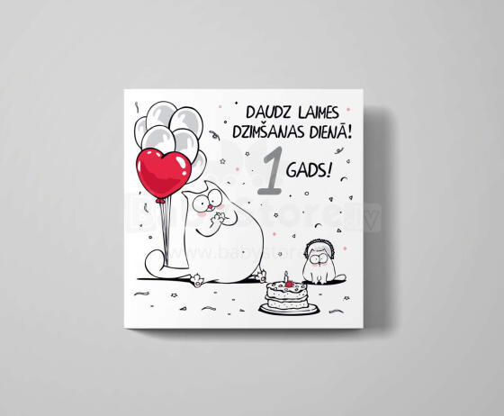 Gift Card Cat Clawdius Art.168330 Dubulta apsveikumu kartiņa ar jautru kaķa talismanu 123x123mm