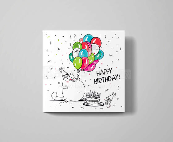 Gift Card Cat Clawdius Art.168335 Dubulta apsveikumu kartiņa ar jautru kaķa talismanu 123x123mm