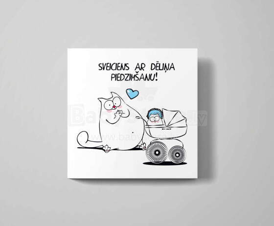 Gift Card Cat Clawdius Art.168337 Dubulta apsveikumu kartiņa ar jautru kaķa talismanu 123x123mm