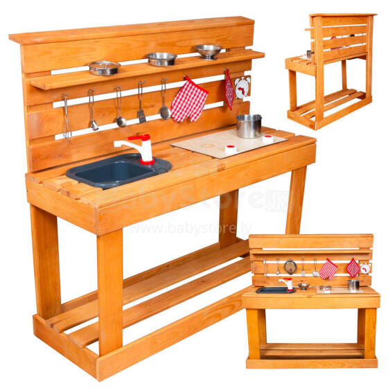 Ikonka Art.KX3645 Backyard mud kitchen with wooden accessories