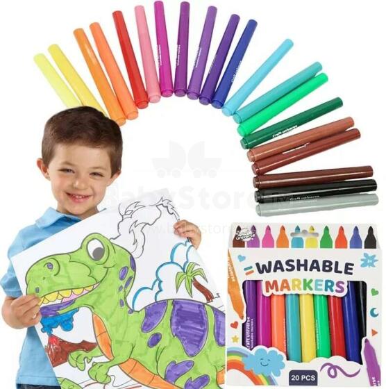 Ikonka Art.KX3492 Mazgājamo marķieru komplekts ar 20 krāsām
