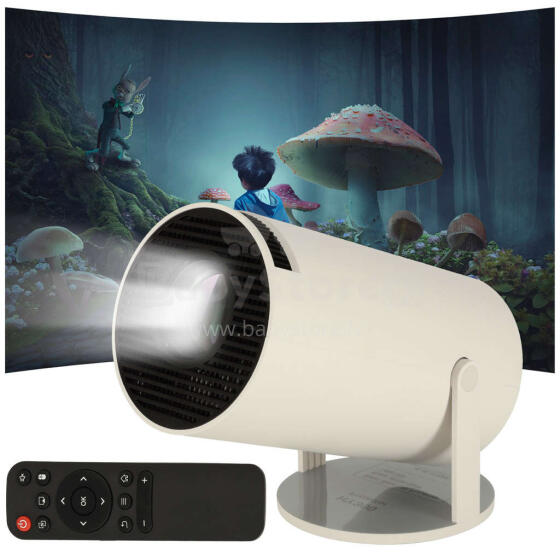 Ikonka Art.KX3912 Portatīvais LED projektors 1280x720 40-130" Android 11.0 USB HDMI WiFi balts