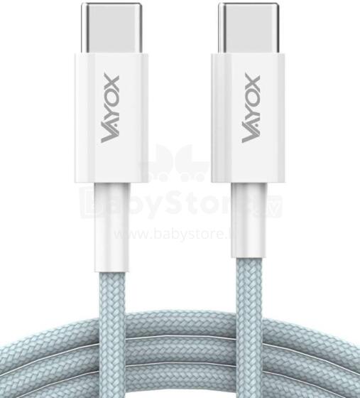 Ikonka Art.KX4241 USB-C kabelis USB-C ar diviem galiem 65W 3A 1m premium klases