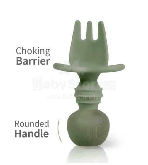 La Bebe™ Basic  Silicone Fork Art.169238 Misty Green Mīkstā silikona dakšiņa 7.8 cm,no 6 mēn
