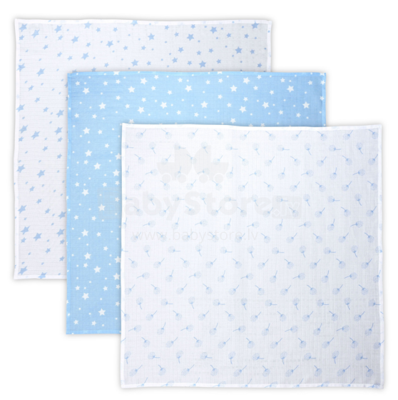Lorelli Swaddle Muslin  Art.10340102304 Aquatic Mix Высококачественная муслиновая пелёнка из бамбука, 3 шт. (80x80 см)