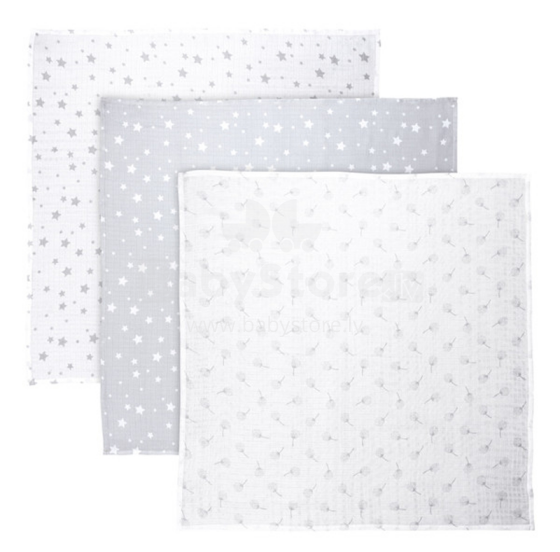 Lorelli Swaddle Muslin  Art.10340102307 Grey Mix Высококачественная муслиновая пелёнка из бамбука, 3 шт. (80x80 см)