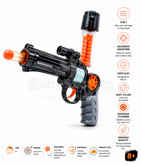Toi Toys Pistol Art.172220 2-in-1 mīksto bumbu rotaļlietu pistole