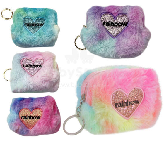 TOREBKA PLUSZOWA SERCE RAINBOW