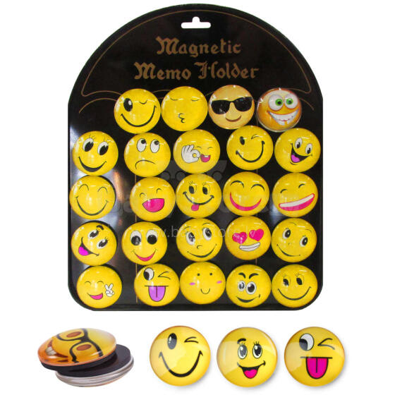 MAGNESY BUŹKI EMOTKI 4CM 24 SZTUKI
