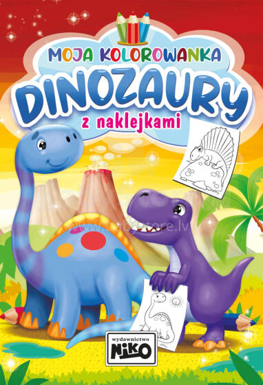 MOJA KOLOROWANKA Z NAKLEJKAMI DINOZAURY