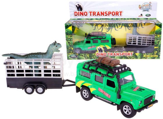AUTO LAND ROVER Z DINOZAUREM W KLATCE