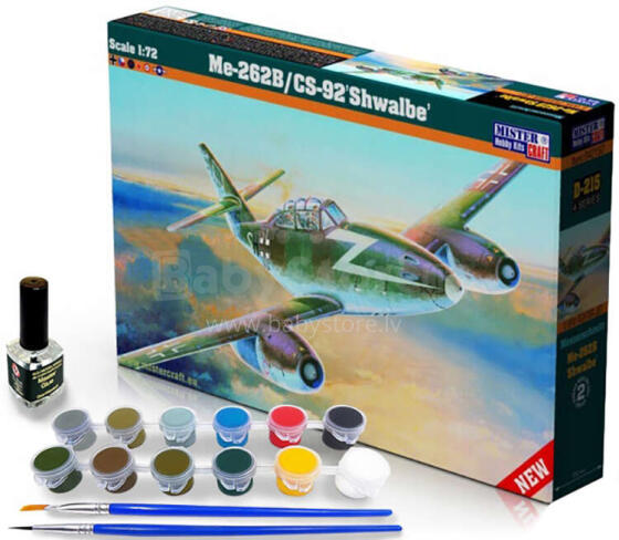 SAMOLOT MODEL Z FARBAMI Me-262B-1A  1:72