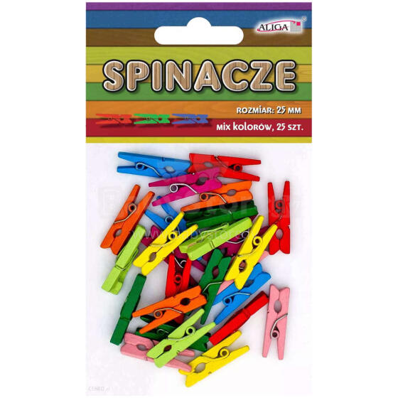 SPINACZE KLAMERKI DREWNIANE 25MM 25 SZT