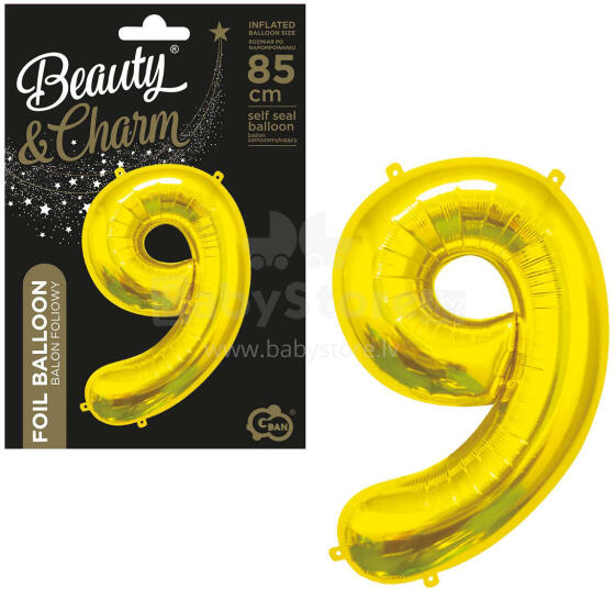 BALON FOLIOWY CYFRA 9 ZŁOTA